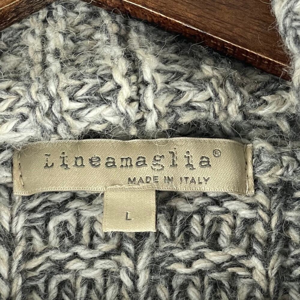 Lineamaglia Women's Wool-Blend Gray Sweater Large Open Cardigan Made in Italy - Picture 3 of 8